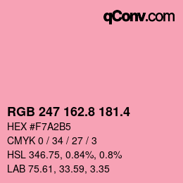 カラーコード: RGB 247 162.8 181.4 | qconv.com