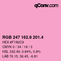 カラーコード: RGB 247 162.8 201.4 | qconv.com