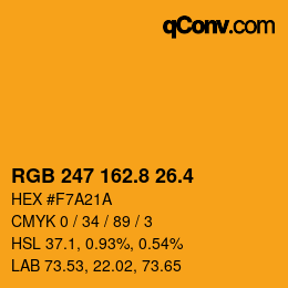 カラーコード: RGB 247 162.8 26.4 | qconv.com