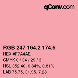 カラーコード: RGB 247 164.2 174.6 | qconv.com