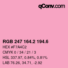 カラーコード: RGB 247 164.2 194.6 | qconv.com