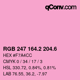 カラーコード: RGB 247 164.2 204.6 | qconv.com