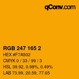 カラーコード: RGB 247 165 2 | qconv.com