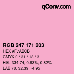 颜色代码: RGB 247 171 203 | qconv.com
