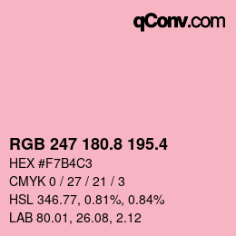カラーコード: RGB 247 180.8 195.4 | qconv.com