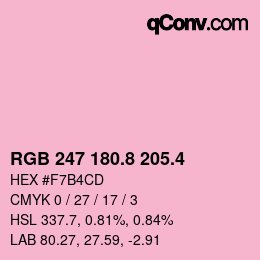 カラーコード: RGB 247 180.8 205.4 | qconv.com