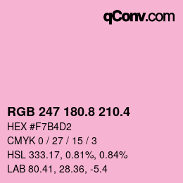 カラーコード: RGB 247 180.8 210.4 | qconv.com