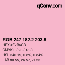 カラーコード: RGB 247 182.2 203.6 | qconv.com