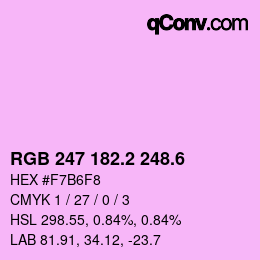 カラーコード: RGB 247 182.2 248.6 | qconv.com