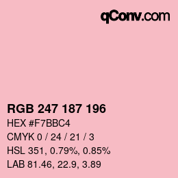 Color code: RGB 247 187 196 | qconv.com