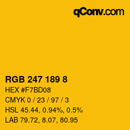 颜色代码: RGB 247 189 8 | qconv.com