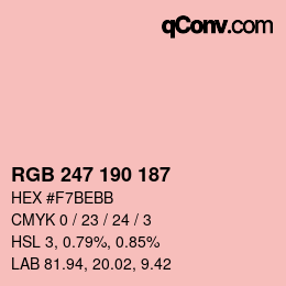 颜色代码: RGB 247 190 187 | qconv.com