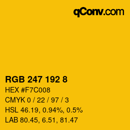 カラーコード: RGB 247 192 8 | qconv.com