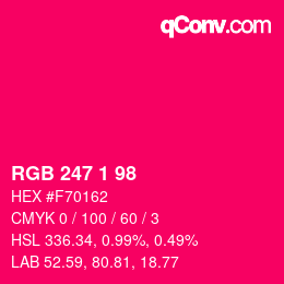 カラーコード: RGB 247 1 98 | qconv.com
