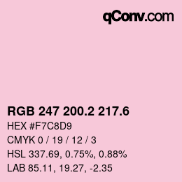 カラーコード: RGB 247 200.2 217.6 | qconv.com