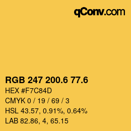 カラーコード: RGB 247 200.6 77.6 | qconv.com