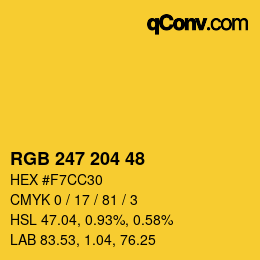 Color code: RGB 247 204 48 | qconv.com