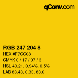 颜色代码: RGB 247 204 8 | qconv.com