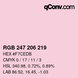 Color code: RGB 247 206 219 | qconv.com