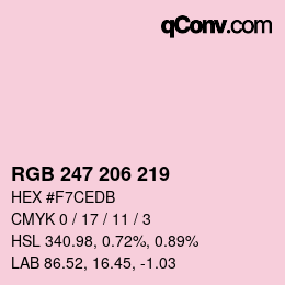 颜色代码: RGB 247 206 219 | qconv.com