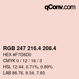 カラーコード: RGB 247 216.4 208.4 | qconv.com