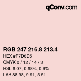 カラーコード: RGB 247 216.8 213.4 | qconv.com