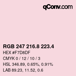 カラーコード: RGB 247 216.8 223.4 | qconv.com