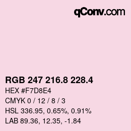 カラーコード: RGB 247 216.8 228.4 | qconv.com