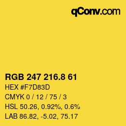 カラーコード: RGB 247 216.8 61 | qconv.com