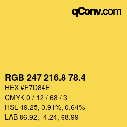 カラーコード: RGB 247 216.8 78.4 | qconv.com
