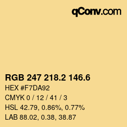 カラーコード: RGB 247 218.2 146.6 | qconv.com