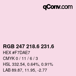 カラーコード: RGB 247 218.6 231.6 | qconv.com