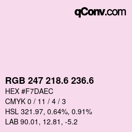 カラーコード: RGB 247 218.6 236.6 | qconv.com