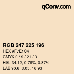 颜色代码: RGB 247 225 196 | qconv.com