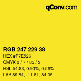 カラーコード: RGB 247 229 38 | qconv.com
