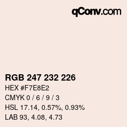 Color code: RGB 247 232 226 | qconv.com