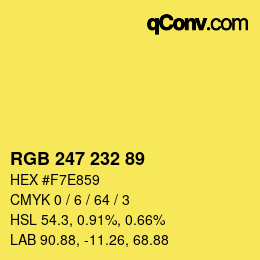 Color code: RGB 247 232 89 | qconv.com
