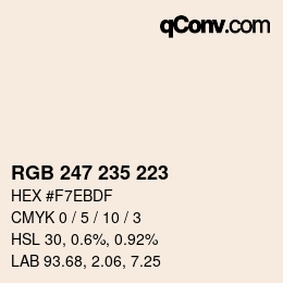 颜色代码: RGB 247 235 223 | qconv.com