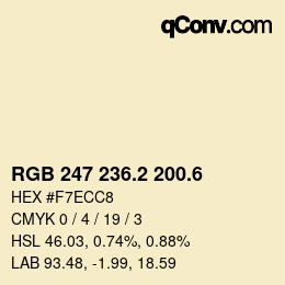 カラーコード: RGB 247 236.2 200.6 | qconv.com
