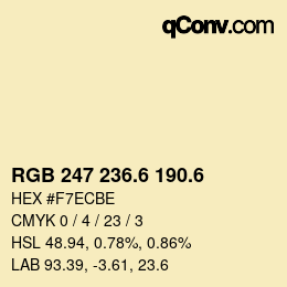 カラーコード: RGB 247 236.6 190.6 | qconv.com