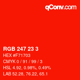 Color code: RGB 247 23 3 | qconv.com