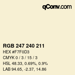 颜色代码: RGB 247 240 211 | qconv.com