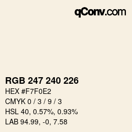 Código de color: RGB 247 240 226 | qconv.com