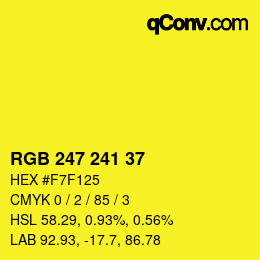 カラーコード: RGB 247 241 37 | qconv.com
