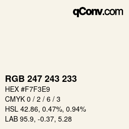 Código de color: RGB 247 243 233 | qconv.com