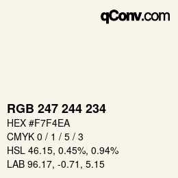 颜色代码: RGB 247 244 234 | qconv.com