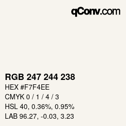 Code couleur: RGB 247 244 238 | qconv.com