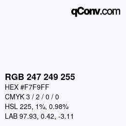 Color code: RGB 247 249 255 | qconv.com
