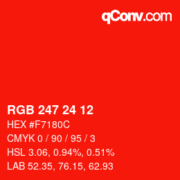 カラーコード: RGB 247 24 12 | qconv.com