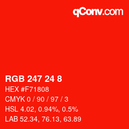颜色代码: RGB 247 24 8 | qconv.com
